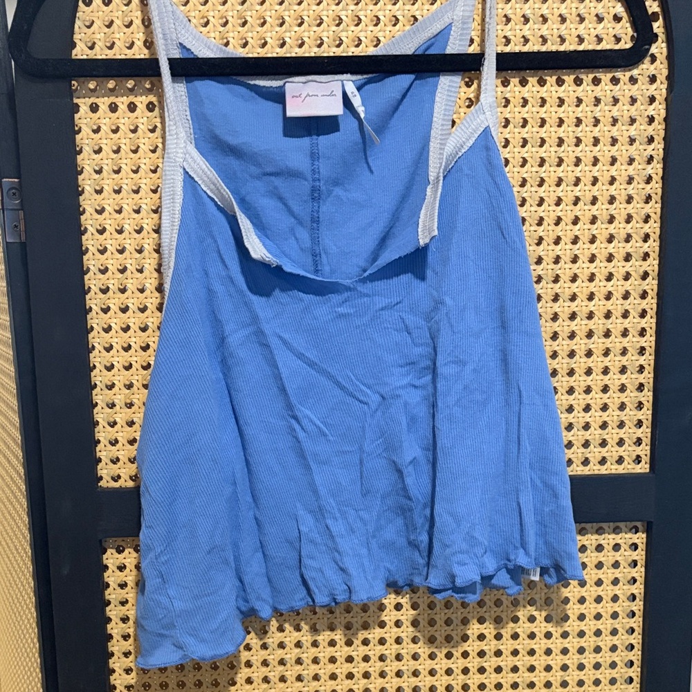 Free People Blue and White Tank Top